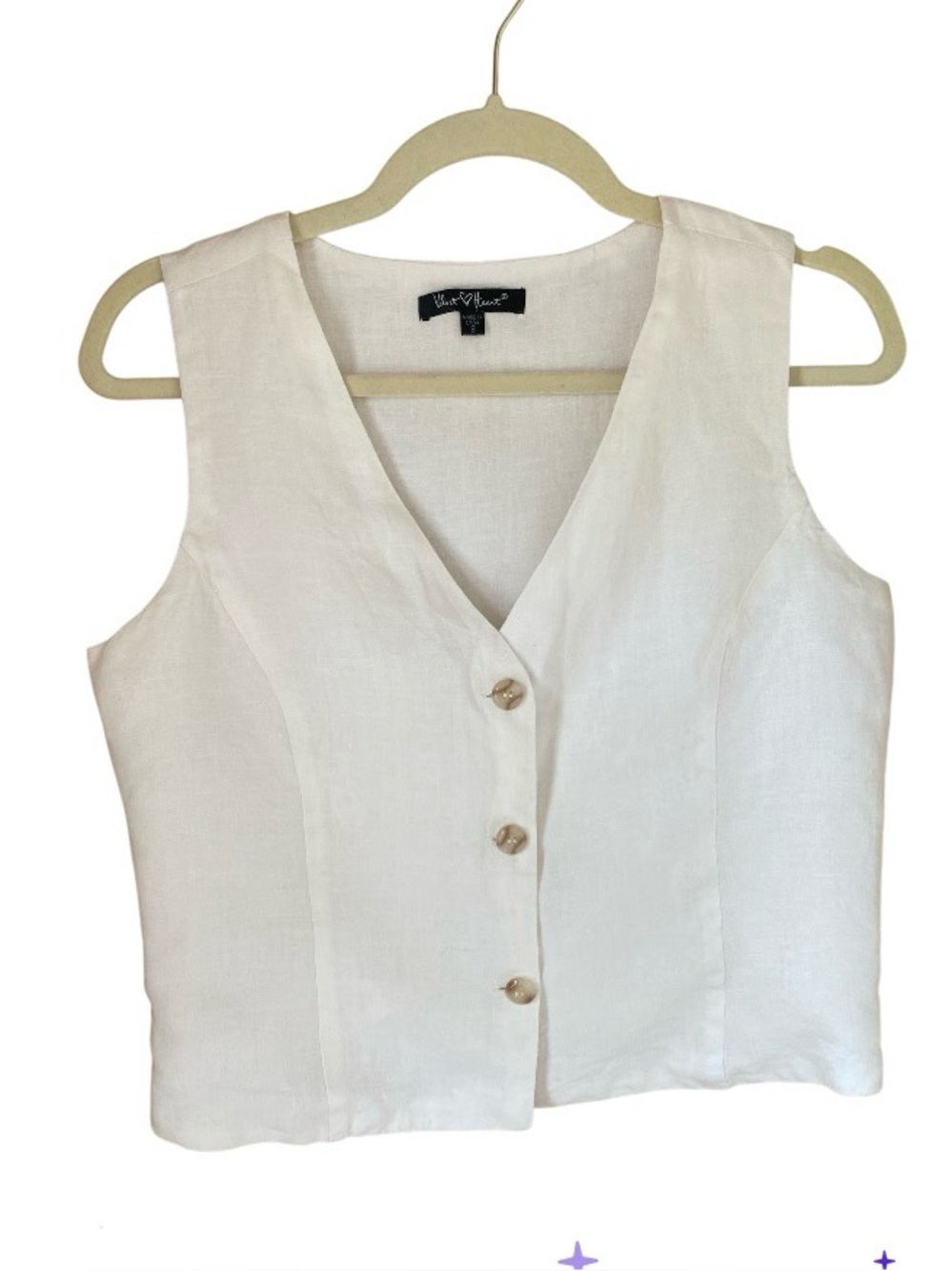 Linen Sleeveless Vest & High-Rise Shorts Set size S Velvet Heart - Picture 3 of 10